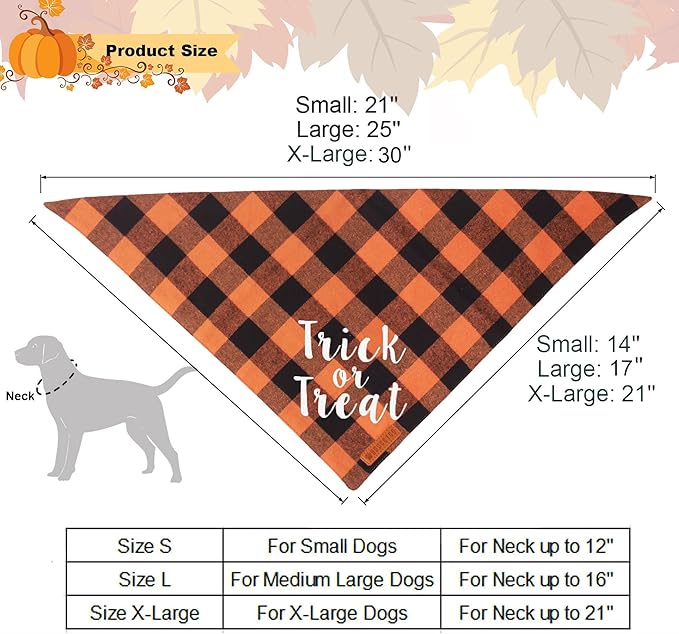 ADOGGYGO 4 Pack Plaid Holiday Dog Bandana, Halloween Thanksgivng Christmas Puppy Scarf Kerchief Christmas Thanksgivng Halloween Bandanas for Small Dogs (Small)