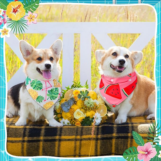 72 Pcs Dog Bandanas Bulk for Summer Adjustable Washable Pet Triangle Scarf Soft Kerchief Bib for Summer Holiday Pet Costume Accessories(Fruit)