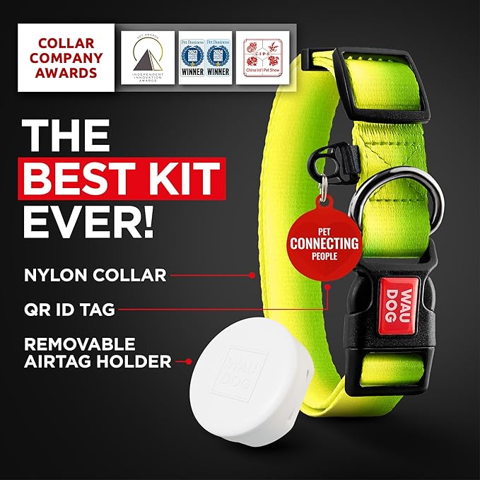 Airtag Dog Collar Nylon Dog Collar with Airtag Holder - Adjustable for Large Dogs, Small & Medium Dogs - Breakaway Puppy Collars for Large Breed Dogs - Boy & Girl Collars