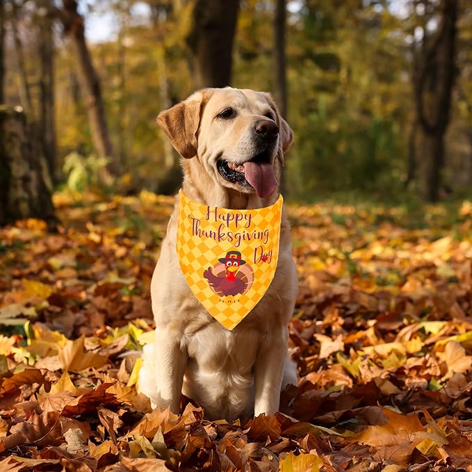 ADOGGYGO Thanksgiving Dog Bandana Fall Autumn Pet Bandana Reversible Triangle Bibs Scarf Accessories for Large and Extra Large Dogs Pets (X-Large, Thanksgiving)