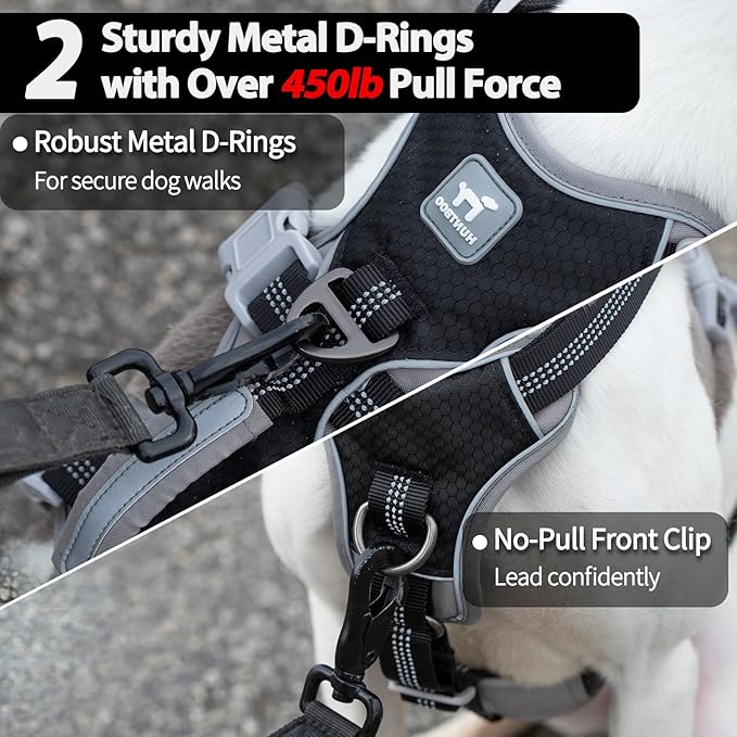 Escape Proof Harness, No Slip Dog Harness Escape Proof, Reflective Harness with Handle, Breathable, Durable, Adjustable Vest for Small Dogs Walking, Training, and Running Gear (Black, S)