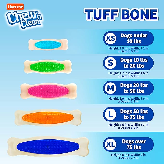 Hartz Chew 'n Clean Tuff Bone Tough Dog Chew Toy, Large 3 Pack