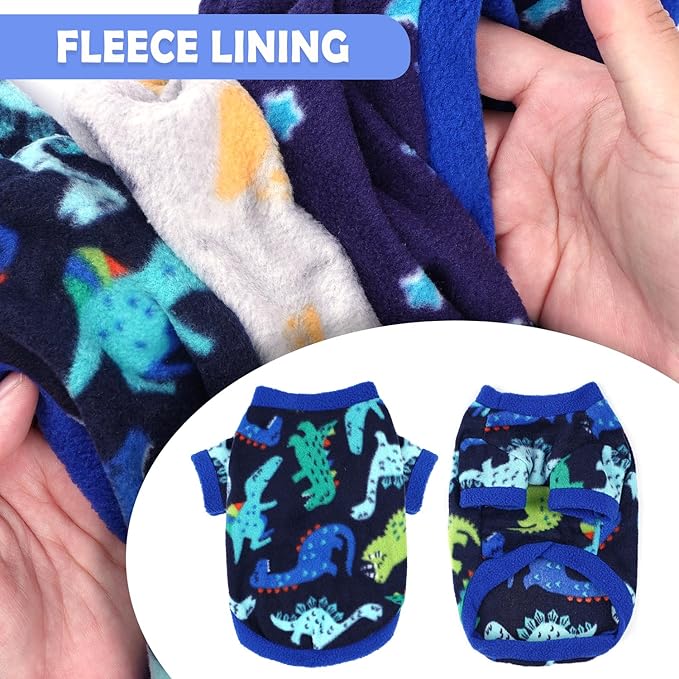 3 Pieces Dog Sweater Winter Dog Clothes Warm Pet Sweater Cute Dinosaur Patterns Thick Doggie Clothes Coat Fleece Puppy Sweaters for Small Dogs Boy for Chihuahua,French Bulldog,Medium