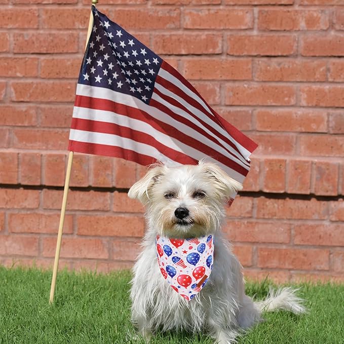 ADOGGYGO American Flag Dog Bandana, Balloon Star Flag Pet Scarf, Premium Durable Fabric, Adjustable Fit 4th of July Bandanas for Extra Large Dogs Pets (X-Large)