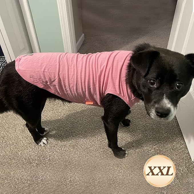 KYEESE 2Pack Dog Shirts Striped Soft Stretchy T-Shirts Lightweight Tank Top Sleeveless Dog Vest Breathable, XX-Large, Orange+Green