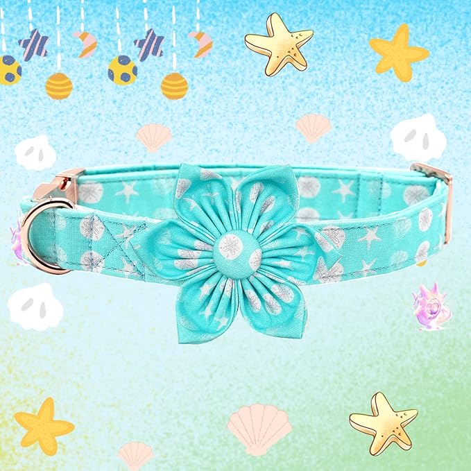 Elegant Little Tail Girl Dog Collar with Flower for Small to Large Dogs - Summer Flower Collar