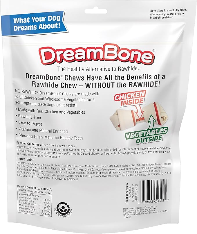 DreamBone Mini Chews With Real Chicken Chews for Dogs, 36 Count, These Rawhide-Free Chews are a Dog’s Favorite Distraction