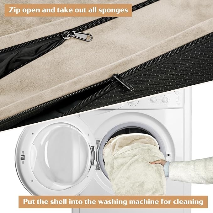 Comfort Expression XXL Dog Bed Waterproof, Extra Large Dog Beds Orthopedic Foam, Washable Dogs Sofa Bed Pet Beds with Removable Cover & Non-Slip Bottom(XX-Large,Beige)