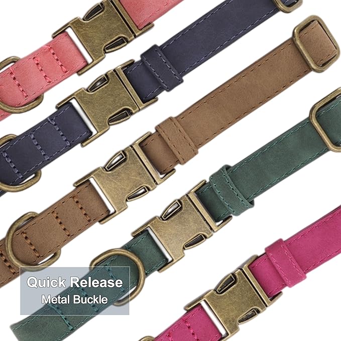 Dog Collar, Soft PU Durable Heavy Duty Dog Collar with Quick Release Metal Buckle, Puppy Collar, Adjustable Collar for Dogs, Small, Blue