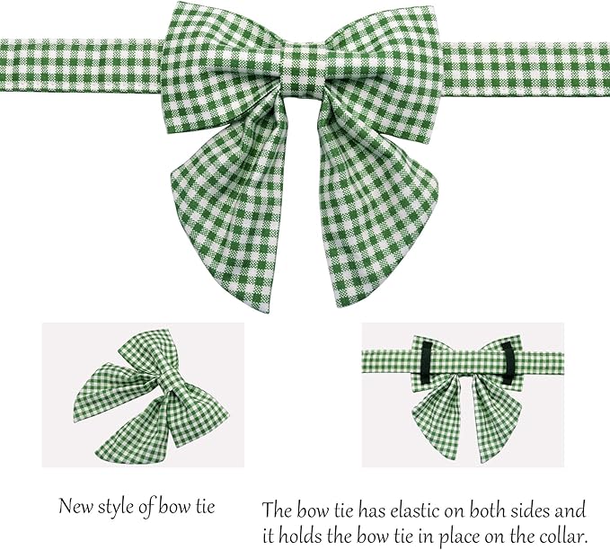 Lionet Paws Dog Collar with Sailor Bow, Durable Adjustable and Comfortable Green Bow Tie Collar for Dogs, Small, Neck 10-16in