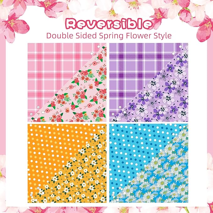 PAWCHIE Spring Dog Bandanas Small Reversible Styles Pet Triangle Scarf Bibs - Adjustable with Two Snaps - Kerchief Set Accessories for Dogs, Puppy, Cats, L