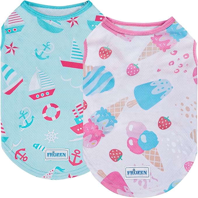 KYEESE 2 Pack Dog Cooling Shirts for Summer Breathable Instant Cooling Dog Vest Summer Pet Clothes for Hunting, Training, Camping,S