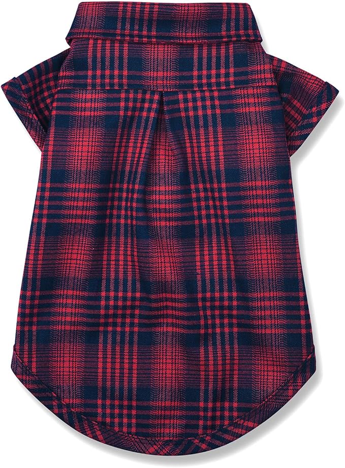 Dog Shirt Plaid for Small Dogs Cats Puppy Boy Girl Dog Clothes Soft Pet T-Shirt Breathable Cat Shirt Clothes Tee Adorable Halloween Thanksgiving [Red#2; XS]