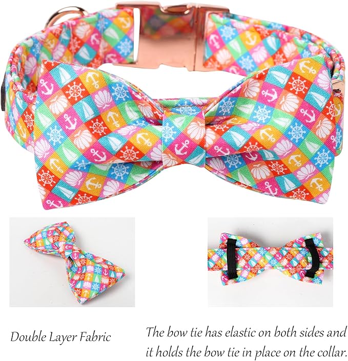 Lionet Paws Design Dogs Collar Cute Adjustable Dog Collars for Girl Female Medium Large Dogs Colorful Sailboat XL