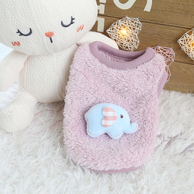 FLAdorepet 3 Packs Teacup Dog Cat XXS Clothes for Chihuahua Yorkie,Winter Warm Fleece Puppy Pet Clothes Sweater Shirt Vest for Mini Newborn Extra Small Dogs (Elephant, XXXS(Pet Under 1LBS))