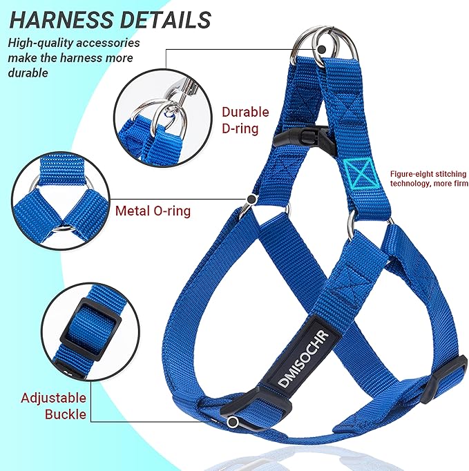 No Pull Dog Harness - Adjustable Step-in Harness & Leash Set for Small, Medium, Large Dogs - Escape Proof Soft Pet Harness for Walking, Training, Hiking, Outdoor Activities
