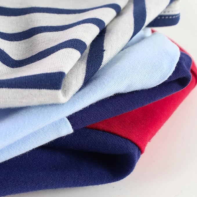 Fitwarm 3 Pack Color Block Striped Dog Shirt, Summer Dog Clothes for Small Dogs, Breathable Lightweight Pet Tshirt with Sleeves, Cat Outfit, Red, Blue, Grey