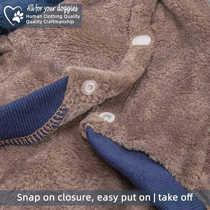 FabriCastle Dog Hoodie Sweater for Small Dogs Boy and Girl, Dog Clothes S XS XXS Puppy Sweatshirt, Pet Outfit, Cat Clothing Super Soft Warm Snap On Closure (Khaki-Navy, XX-Small)