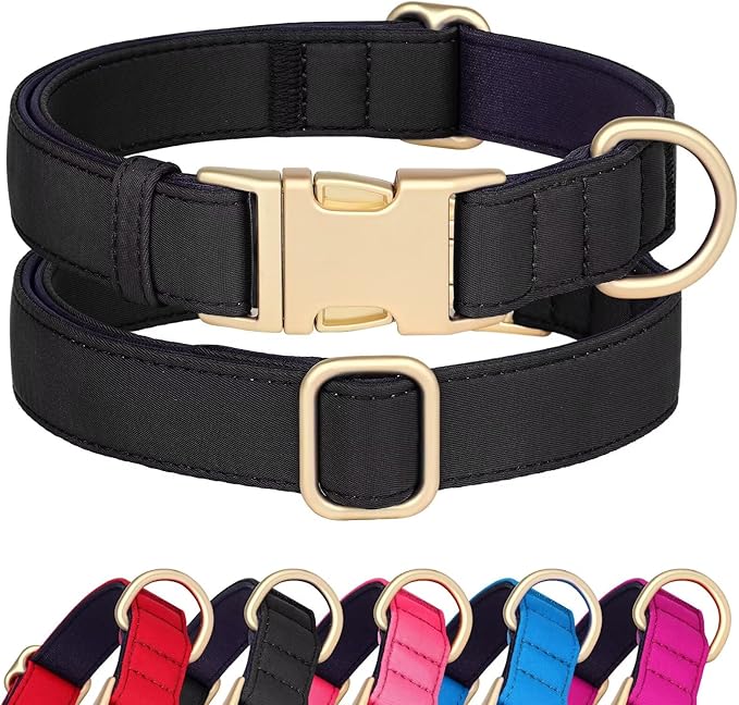 Didog Soft Padded Dog Collars for Small Dogs, Waterproof and Durable Pet Collar with Quick Release Buckle, Light and Breathable for Daily Walking,Black,S(Neck:10-15")