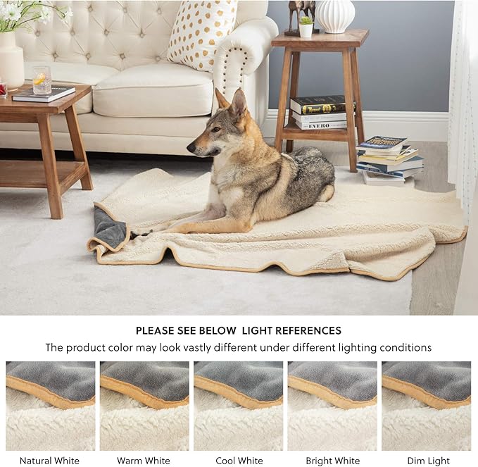 Bedsure Waterproof Dog Blankets for Medium Dogs Washable - Medium Cat Blanket for Couch Protection, Sherpa Fleece Puppy Blanket, Soft Plush Reversible Throw Furniture Protector, 30"X40", Grey