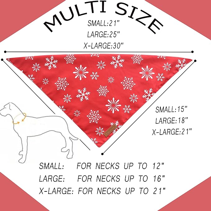 Realeaf Christmas Dog Bandanas 2 Pack, Snowflake and Dot Bandana, Reversible Triangle Scarves for Dogs Cats Pets, Premium Durable Fabric, Adjustable Fit, Multiple Sizes Offered (Small)