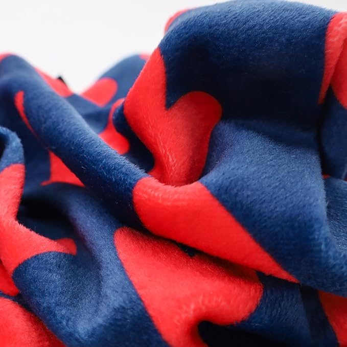 Fitwarm Valentines Day Sweet Hearts Dog Pajamas, Dog Winter Clothes for Small Dogs Girl Boy, Lightweight Velvet Pet Jumpsuit, Cat Onesie, Dark Blue, Red, XXL