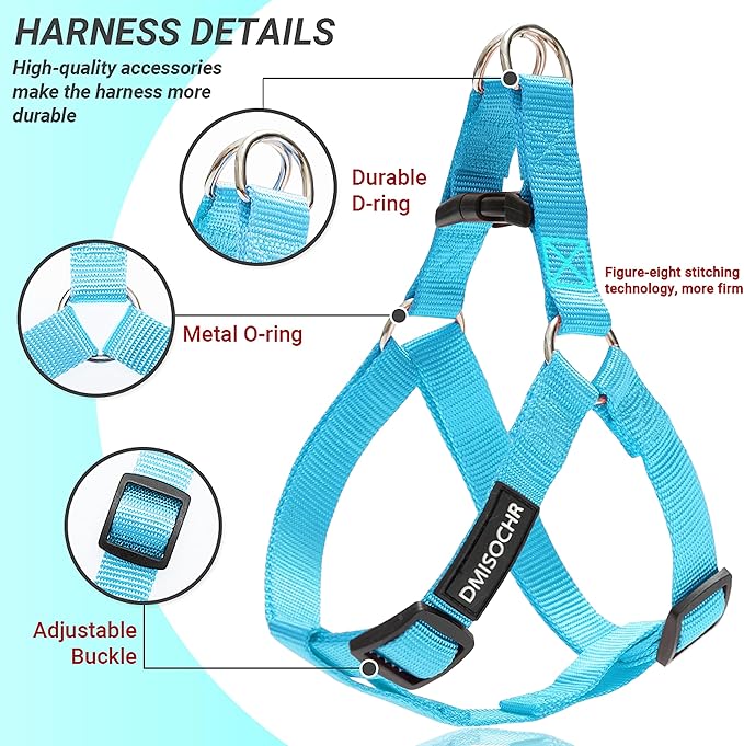 No Pull Dog Harness - Adjustable Step-in Harness & Leash Set for Small, Medium, Large Dogs - Escape Proof Soft Pet Harness for Walking, Training, Hiking, Outdoor Activities