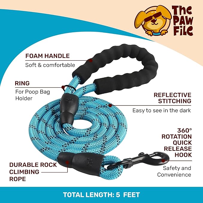 Dog Harness and Leash Set - No Pull Vest & Reflective Leash with Foam Handle, Adjustable Oxford Halter, for Walking & Training - Includes 150 Poop Bags & Bone-Shaped Dispenser - Blue, S