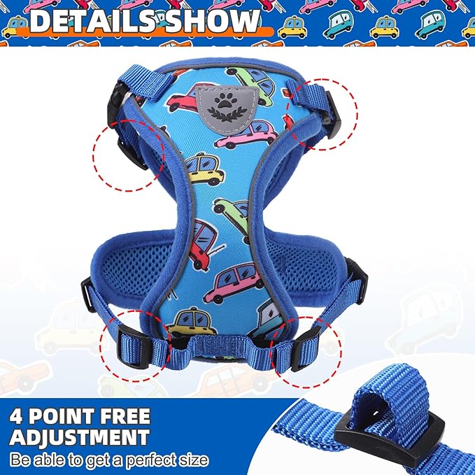 KOOLTAIL Cat Harness and Leash Set, Escape Proof for Safe Walking & Travel, Reflective Comfortable Easy Control Adjustable Kitten Harness for Boys&Girls Small Medium Large Cats Car S