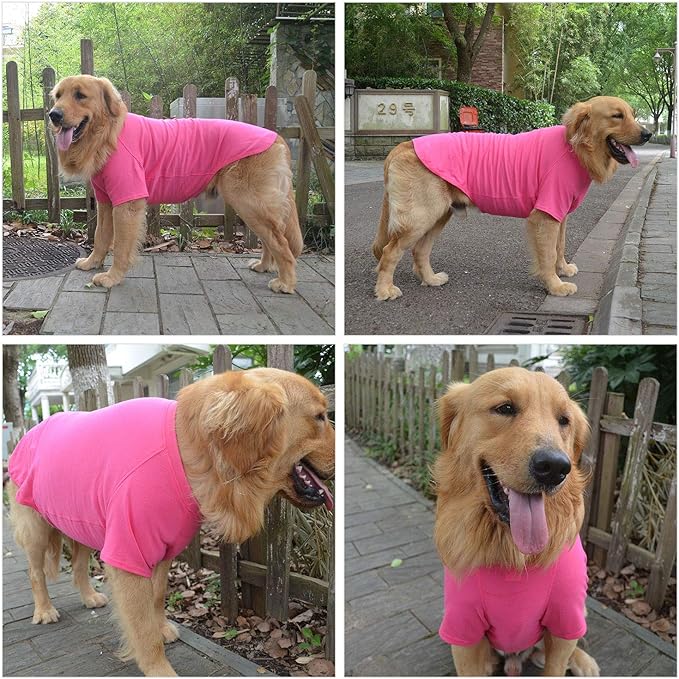 Lovelonglong Pet Clothing Dog Costumes Basic Blank T-Shirt Tee Shirts for Large Dogs Rosered XXXXL