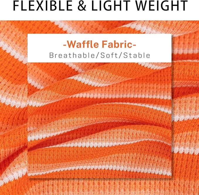 KYEESE 2Pack Waffle Dog Shirts for Small Dogs Stretchy T-Shirts Lightweight Tank Top Sleeveless Striped Shirt Vest Breathable Cat Shirt, XX-Large, Orange+Striped