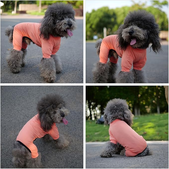 LoveLongLong Dog Jumpsuit with UV Protection and Quick-Dry Fabric for Spring Summer Pet Pajamas Lobster Pink M