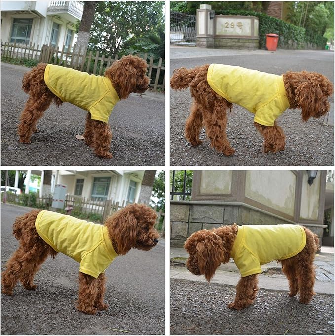 Lovelonglong Pet Clothing Dog Costumes Basic Blank T-Shirt Tee Shirts for Medium Large Dogs Yellow XXL+