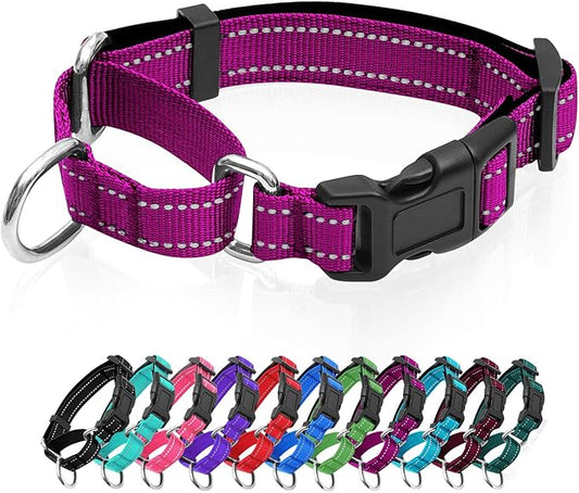 Reflective Martingale Dog Collars. Dog Collar with Quick Release Buckle. Adjustable Soft Padded Breathable Nylon Pet Collar Suitable for Puppies for Small Medium Large Dogs.