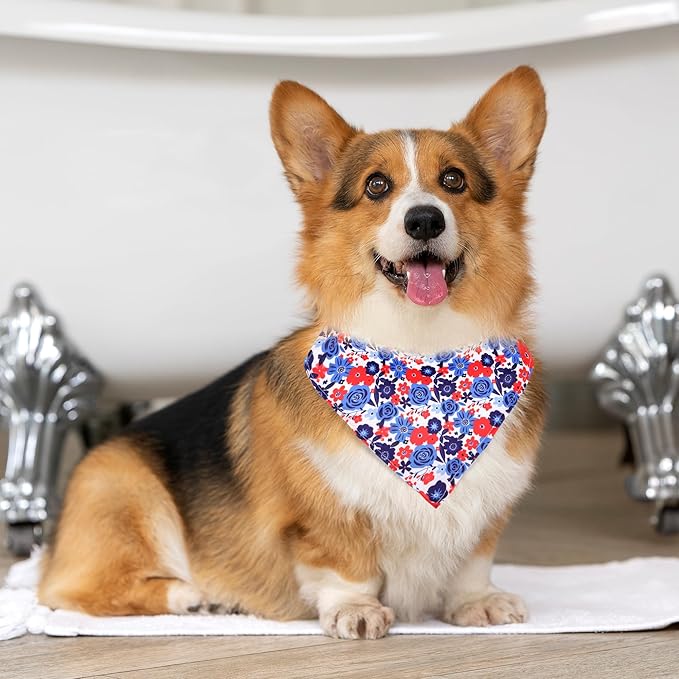 Dog Collars and Bandanas - Soft Adjustable Fancy Floral Boys Girls Puppy Collar for Small Medium Large Dogs.