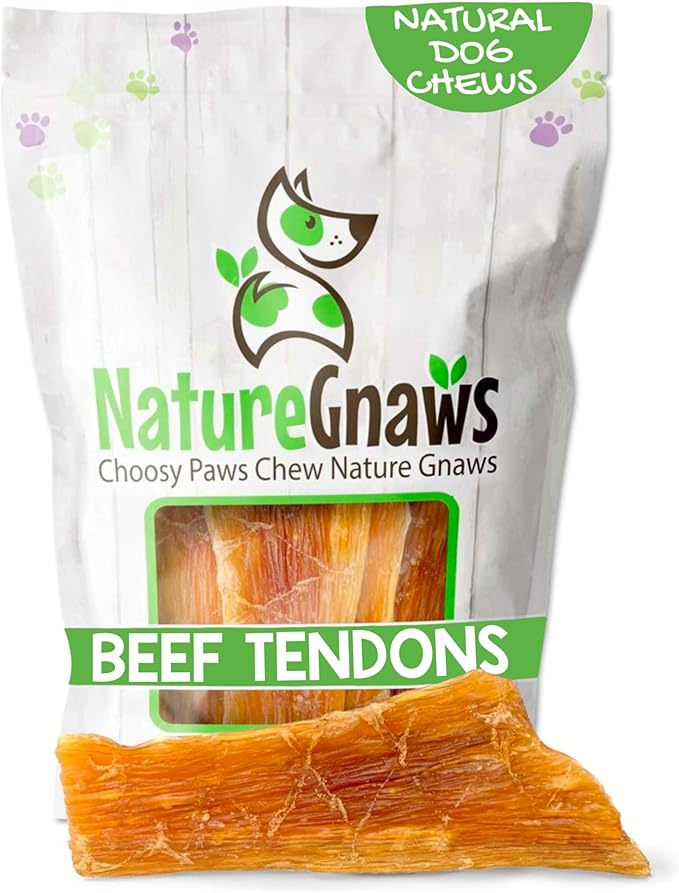 Nature Gnaws Beef Paddywack Tendons for Dogs 5-6" (10 Count) - Long Lasting for Aggressive Chewers - Natural Beef Dog Chew Bones - Rawhide Free