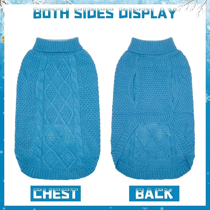 Mihachi Turtleneck Dog Sweater - Winter Coat Apparel Classic Cable Knit Clothes with Leash Hole for Cold Weather, Ideal Gift for Pet in New Year