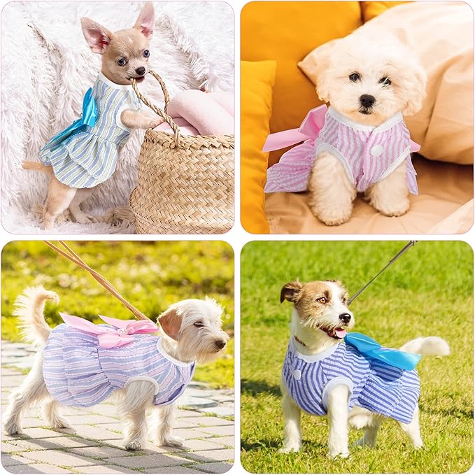 4 Pieces Dog Dresses Dogs Puppy Clothes Summer Princess Pet Dresses Girl Female Doggie Tutu Skirt Apparel for Chihuahua Yorkies Pup Cat Outfit(X-Large)