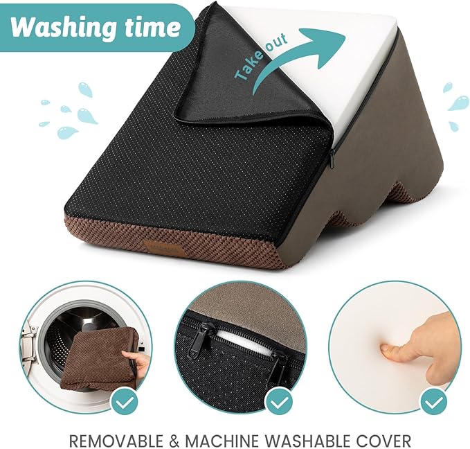 Dog Stairs for Small Dogs 15.7" H, Curved Dog Step for Puppy, Older Cat, Medium Pet Ramp for Sofa, Couch or Bed, Ladder with High Density Foam, 15.7x22.4x15.7 inch, 3 Step, Brown