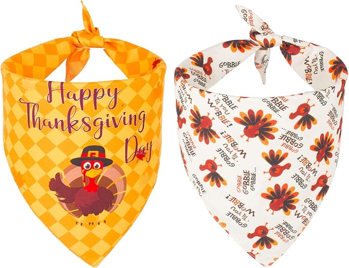 ADOGGYGO Thanksgiving Dog Bandana Fall Autumn Pet Bandana Reversible Triangle Bibs Scarf Accessories for Large and Extra Large Dogs Pets (X-Large, Thanksgiving)