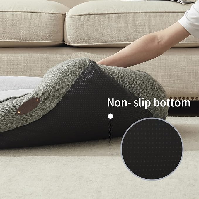 Dog Bed for Medium Dogs Breeds, Rectangular Soft Kennel Bed,Washable Deluxe Plush Dog Crate Beds, Comfy Durable Pet Sleeping Bed with Pillow & Non-Slip Bottom, Size (30"X24" Grey)