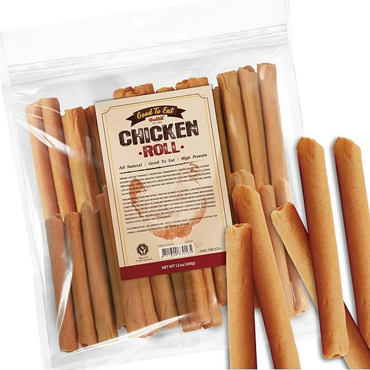 Gootoe Chicken Dog Treats – Chicken Roll 12oz – All Natural, Hypoallergenic & Grain-Free, Low Fat, Premium Training Chews, Healthy & Easily Digestible, Resealable Bag