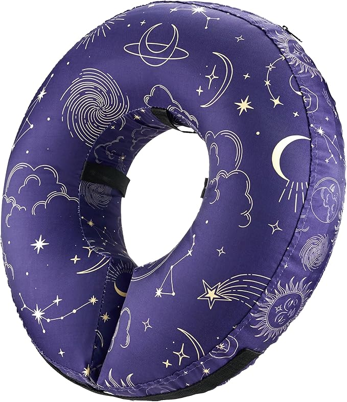 BENCMATE Protective Inflatable Collar for Dogs and Cats - Soft Pet Recovery Collar Does Not Block Vision (Constellation, Small)