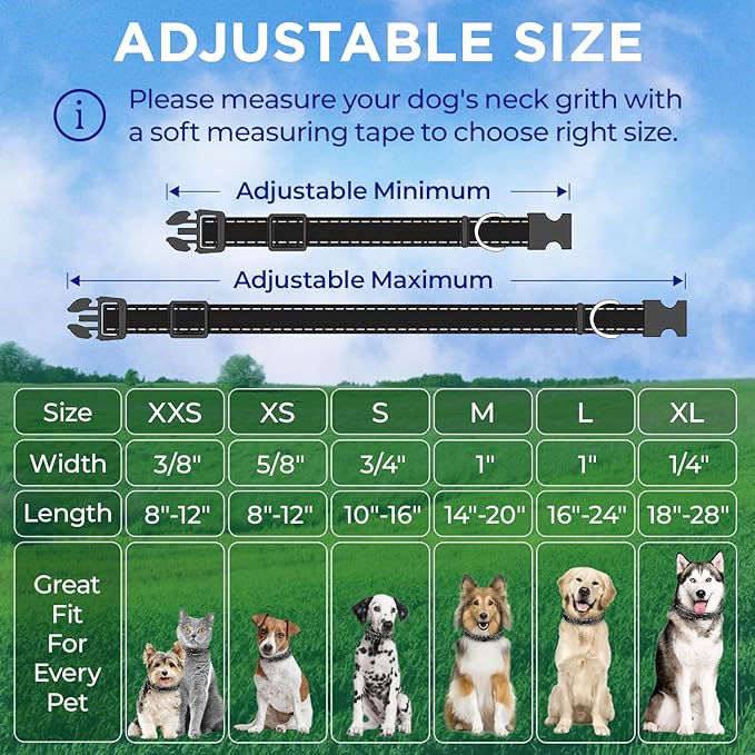 TECEUM Reflective Pet Collar – Black – XL – Extra Soft Padding – Basic Nylon Dog Collar – Quick Release Buckle – Fits Small, Medium and Large Dogs, Puppies, Cats – ESA & Service Dog Options