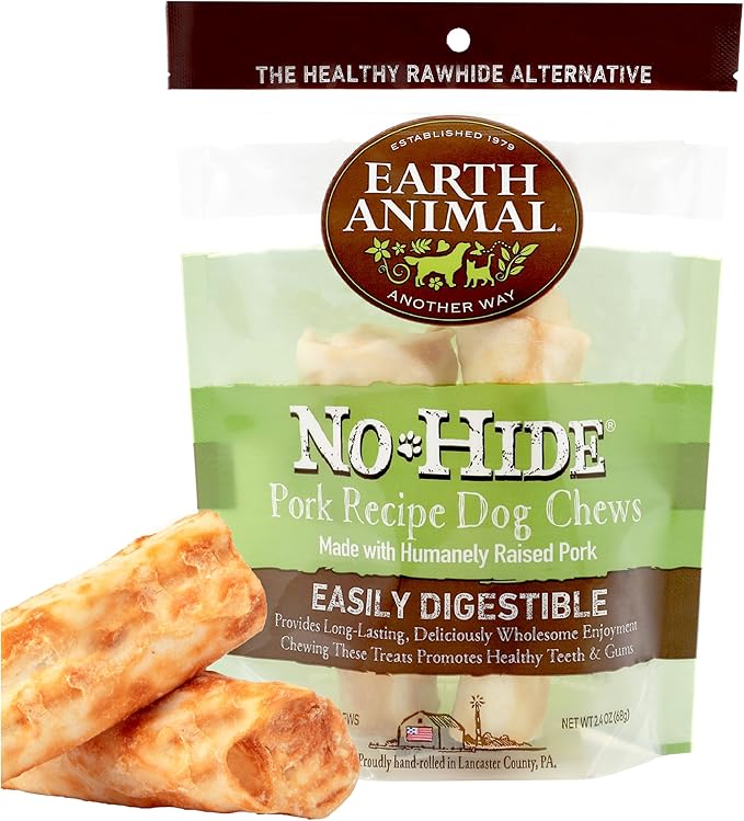 Earth Animal No Hide Small Long Lasting Dog Chew Rolls, Beef, 2 Count Pack of 3