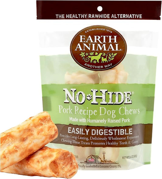 Earth Animal No Hide Small Long Lasting Dog Chew Rolls, Beef, 2 Count Pack of 3