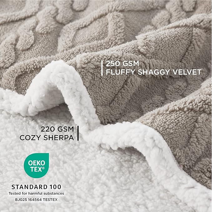 Bedsure Waterproof Dog Blankets for Large Dogs - Pet Blanket for Couch Protector Washable, Jacquard Coral Fleece Cat Throw Blanket, Soft Plush Reversible Furniture Protection, 40"x50", Pale Oak