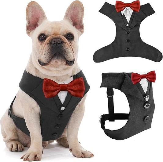Dog Tuxedo for Wedding Outfit, Dog Suit and Tie Costumes for Birthday, Halloween, Cosplay, Christmas Party, Pet Formal Wear with Bowtie, Tux for Medium Large Dogs, Bulldog, Labrador, Husky