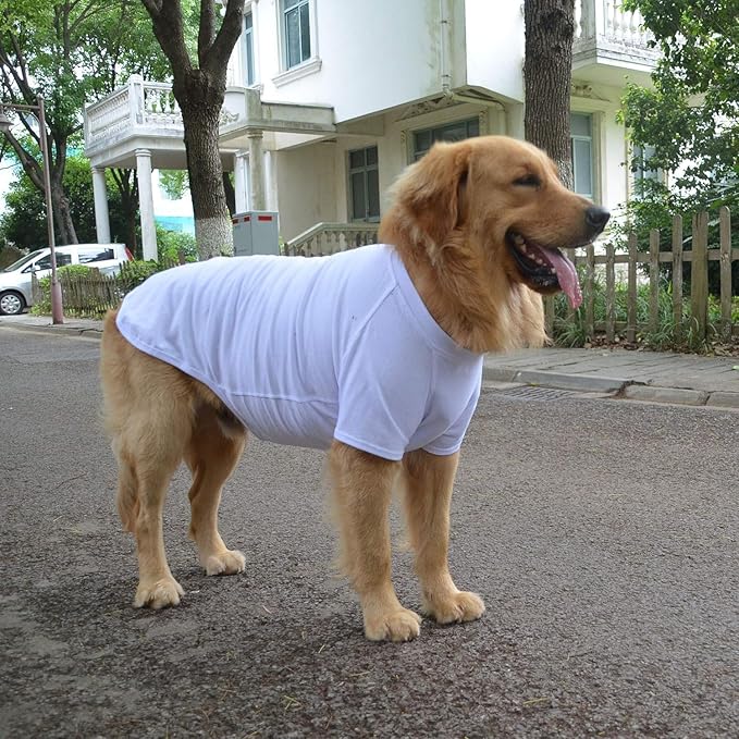 Lovelonglong Pet Clothing Dog Costumes Basic Blank T-Shirt Tee Shirts for Medium Large Dogs White XXXL