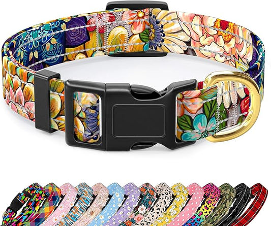 Reflective Dog Collar for Extra Small Dogs, Cute Boho Adjustable Heavy-Duty Nylon Puppy Collar for Boy and Girl Female, Soft Pet Accessories with Quick Release Buckle, Colorful Mandala